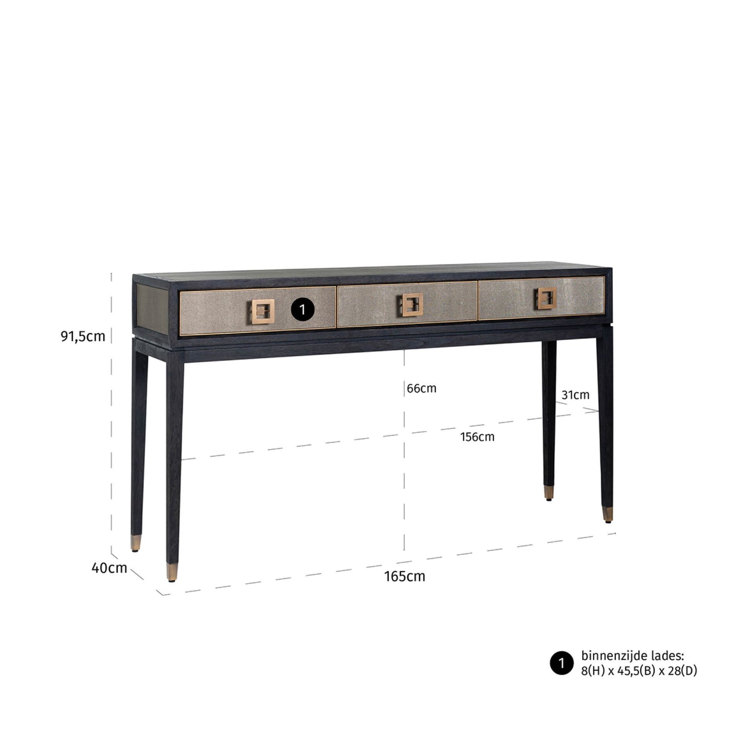 Console Bloomville 3-drawers (Gold) - FABULOUS HOME
