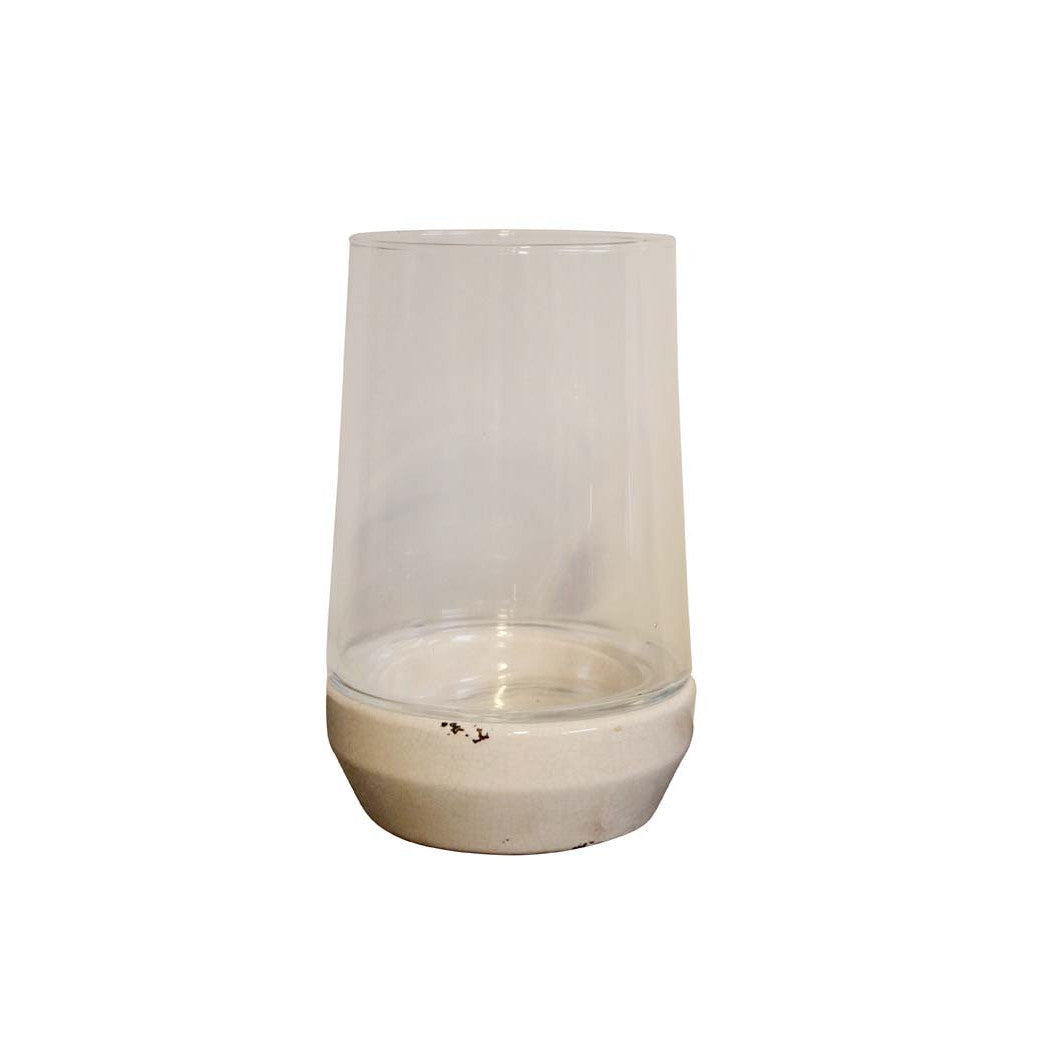 Vintage Hurricane lamp with white round base - FABULOUS HOME
