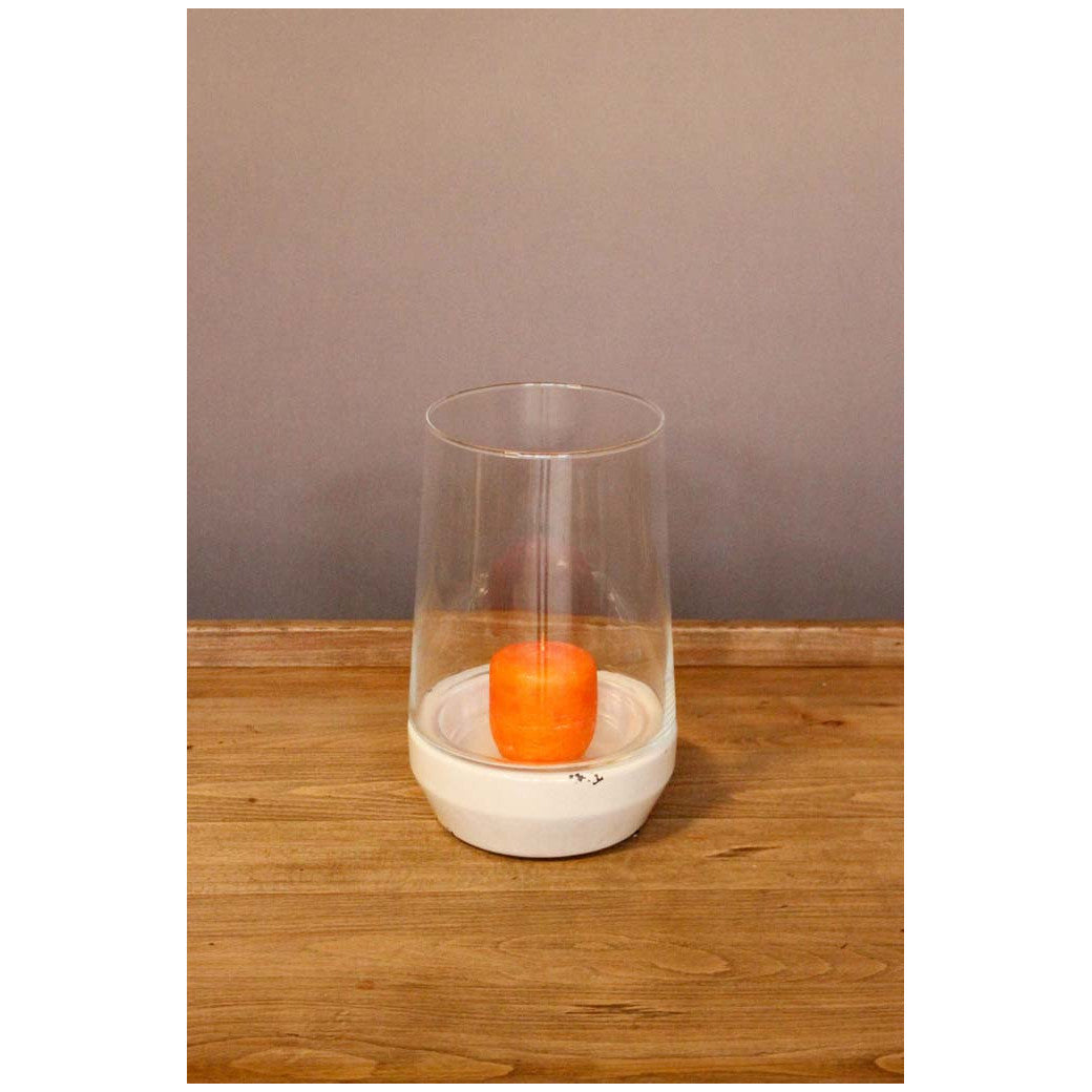 Vintage Hurricane lamp with white round base - FABULOUS HOME