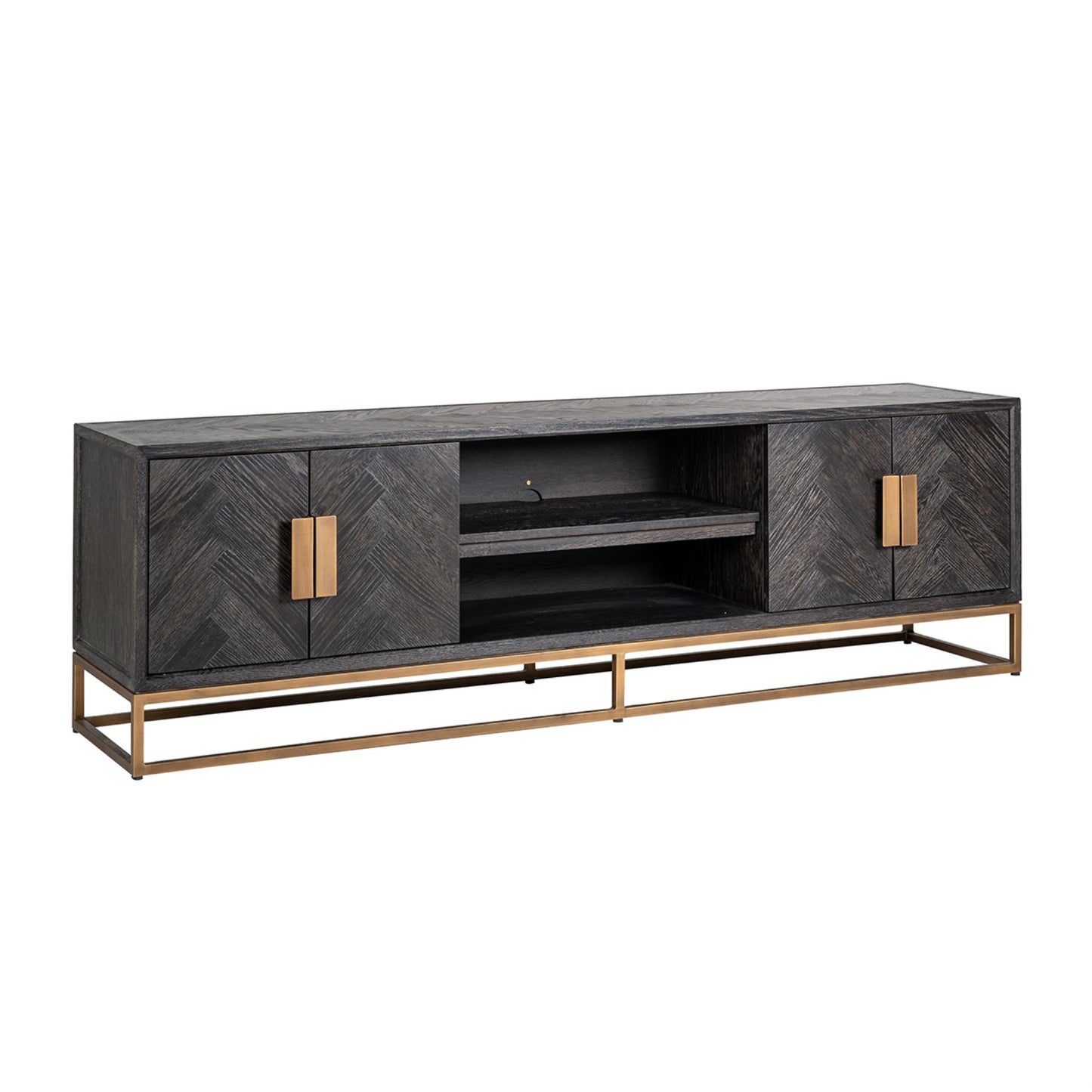 TV cabinet Blackbone brass 4-doors 200 (Black rustic)