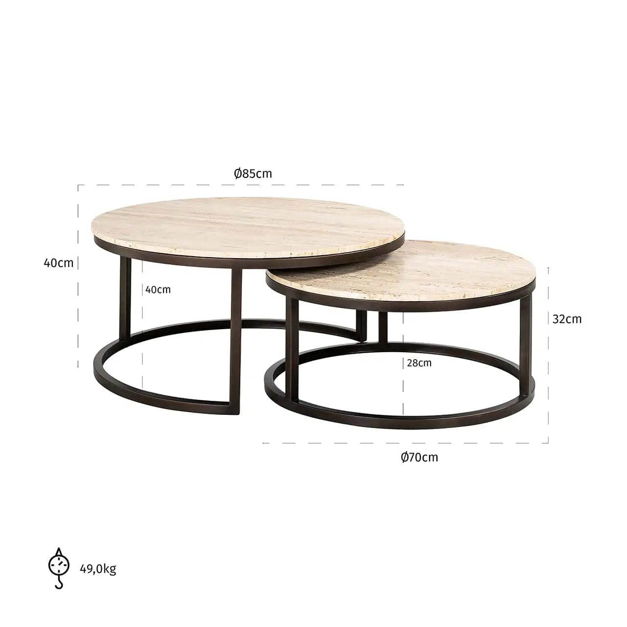 Coffee table Avalon set of 2 (Bronze)