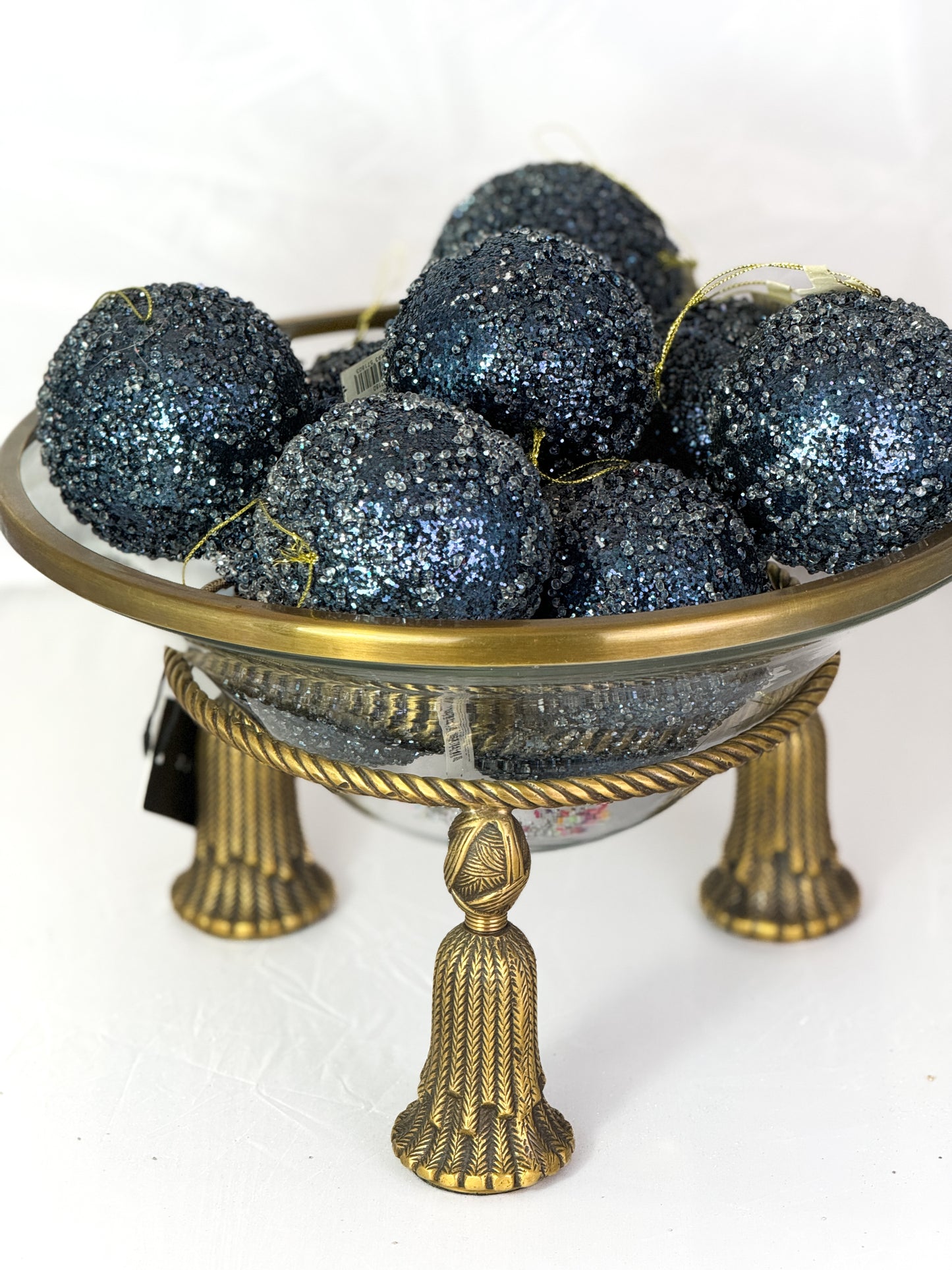 Glitter ball navy blue 8cm