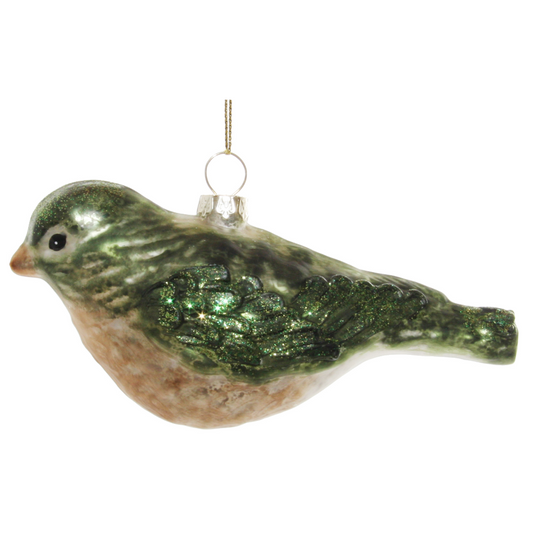 Glass bird green 14cm