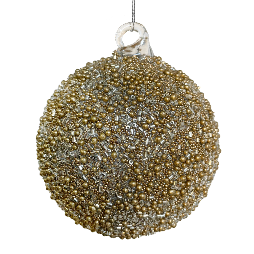 Glass ball gold-silver beaded 10cm